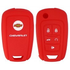 FUNDA DE SILICON PARA CONTROL CHEVROLET Camaro 5 botones con logo color Rojo