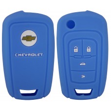 FUNDA DE SILICON PARA CONTROL CHEVROLET Camaro 4 botones con logo color Azul Claro