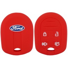 FUNDA DE SILICON PARA CONTROL FORD 4 botones de llave control con logo Color Rojo