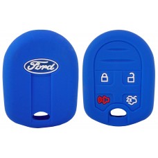 FUNDA DE SILICON PARA CONTROL FORD 4 botones de llave control con logo Color Azul Marino