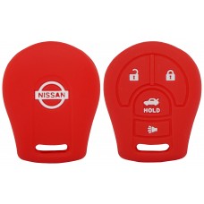 FUNDA DE SILICON PARA CONTROL NISSAN 4 botones con logo color Rojo