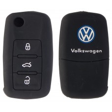 FUNDA DE SILICON PARA CONTROL VW de 3 botones Color Negro con Logo