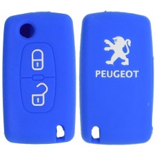 FUNDA DE SILICON PARA CONTROL PEUGEOT abatible 2 botones color Azul