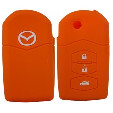 FUNDA DE SILICON PARA CONTROL MAZDA de 3 botones con logo Color Naranja