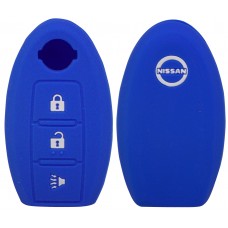 FUNDA DE SILICON PARA CONTROL NISSAN  de presencia 3 botones con logo Color Azul 