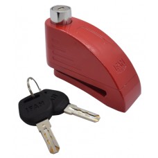 CANDADO ANTIRROBO DISCO DE FRENO CON ALARMA llave de seguridad  de 7.5 cm largo Rojo