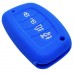 FUNDA DE SILICON PARA CONTROL HYUNDAI de 4 botones de presencia con logo Color Azul