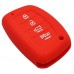 FUNDA DE SILICON PARA CONTROL HYUNDAI de 4 botones de presencia con logo Color Rojo